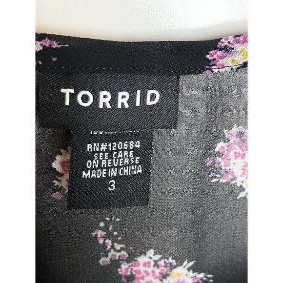 Torrid black floral camisol tank top Lace Bottom Women’s Size 3 (3X) - Picture 4 of 8